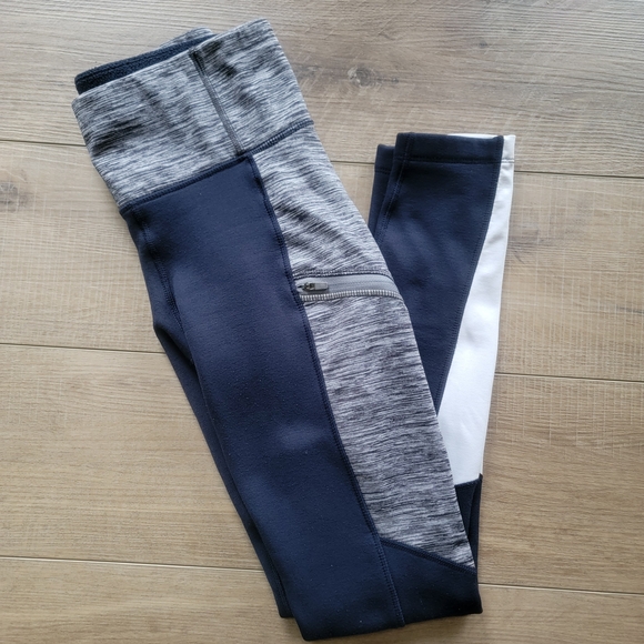 Athleta Women's Small Blue Navy Colorblock Powerlift Winter Tight - Picture 16 of 16